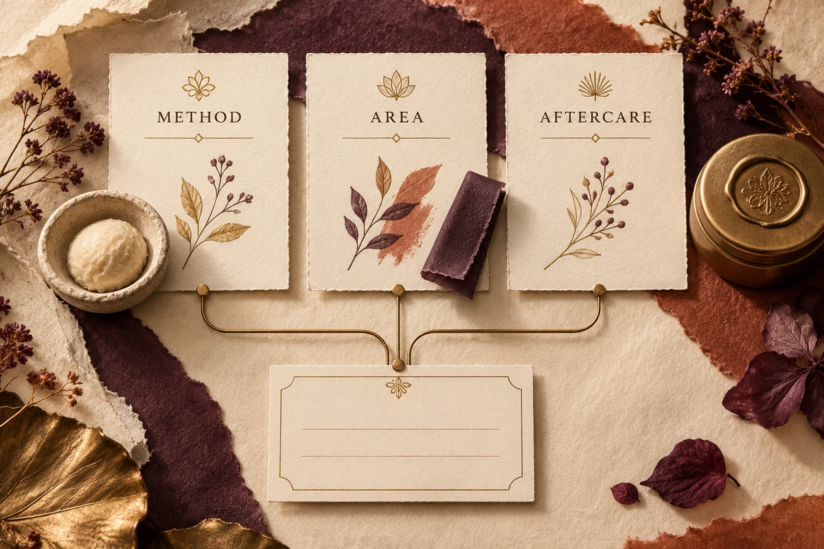 Method, treatment area and aftercare cards organise a comparison between real appointments